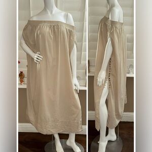 Free People Siyah Off The Shoulder Midi Dress Taupe